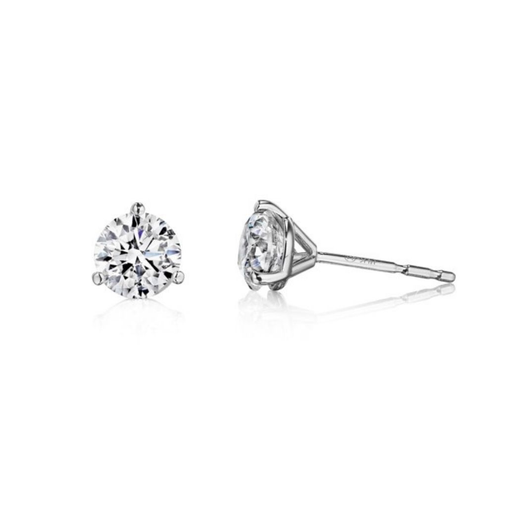 3-PRONG ROUND DIAMOND STUDS 1/10CTW