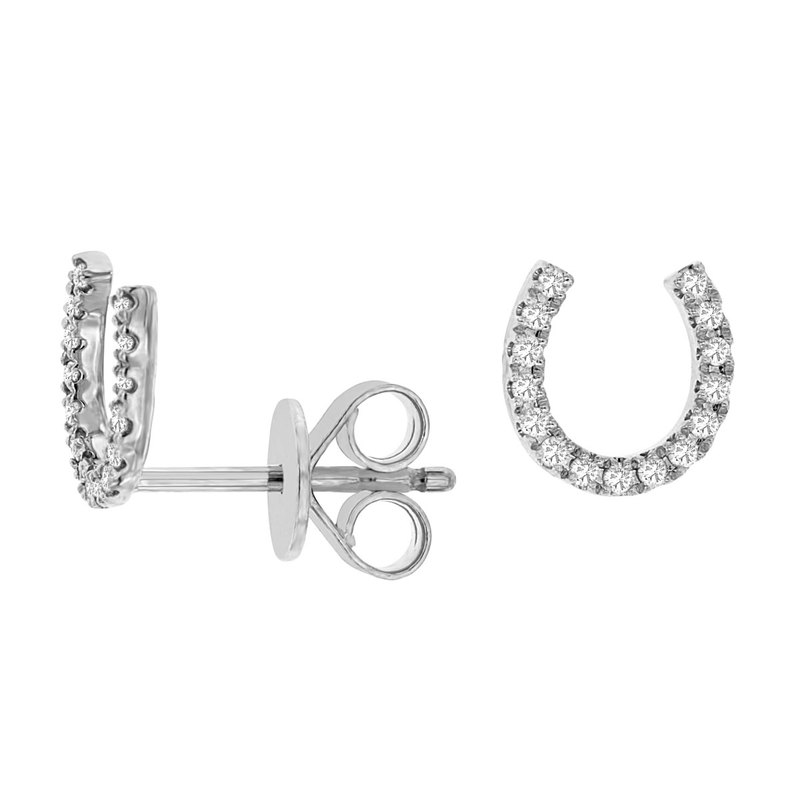 14KW 0.15ctw G-H/SI diamond horseshoe earrings