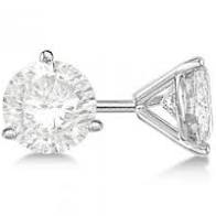 14KW 3-Prong Round Lab Grown Diamond Stud Earrings 3.00ctw Round I/J Vs-Si