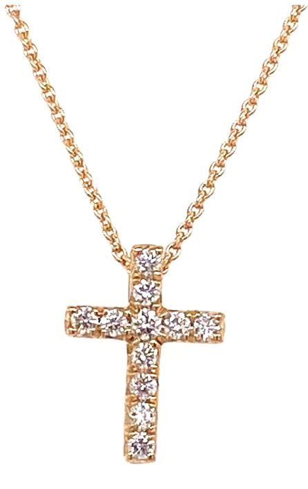 14k Yellow Gold Diamond Cross Pendant