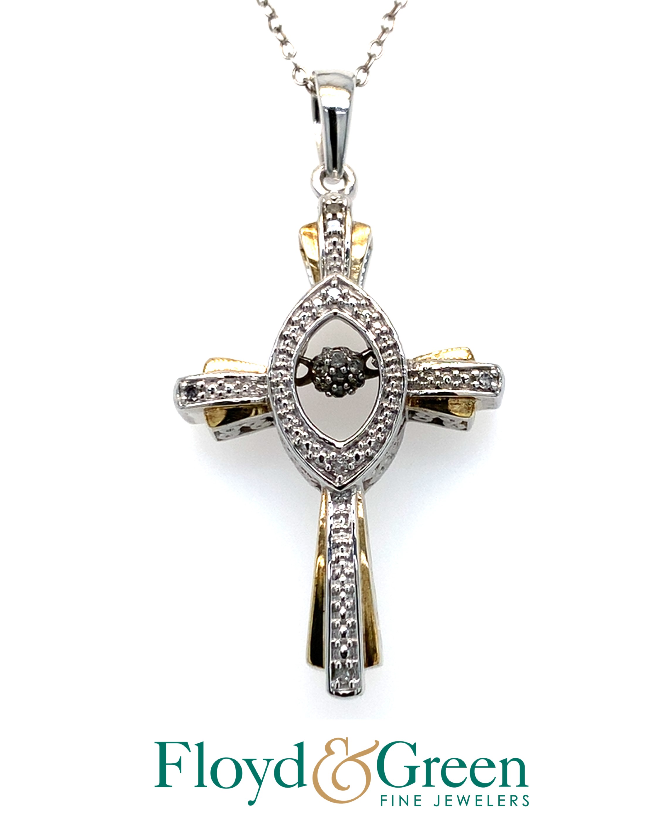 Vintage Diamond Cross Pendant Necklace