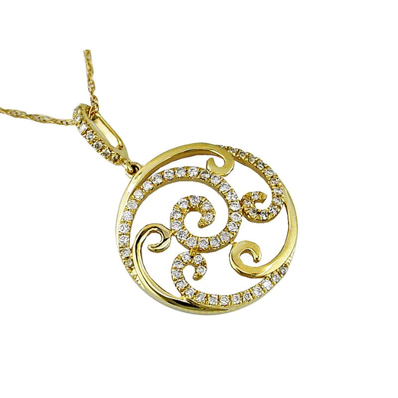 Diamond Circle Swirl Pendant Necklace