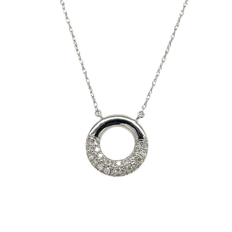 Diamond Pavé Circle Pendant Necklace
