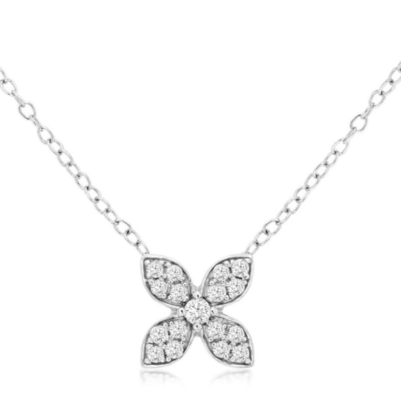 Diamond Flower Pendant Necklace