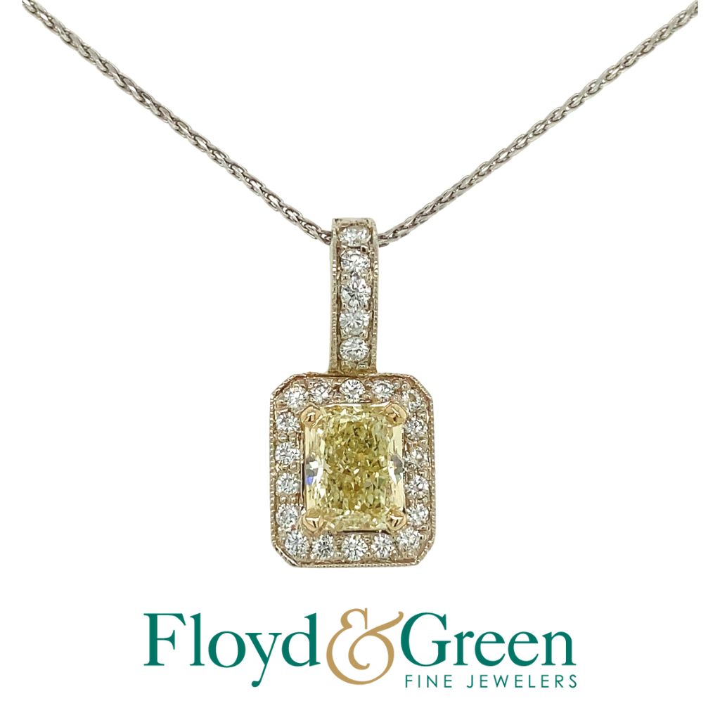 Radiant Yellow Diamond Pendant Necklace