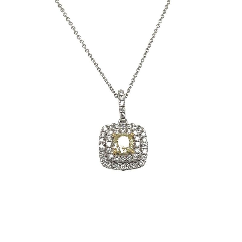 Diamond Double Halo Pendant Necklace