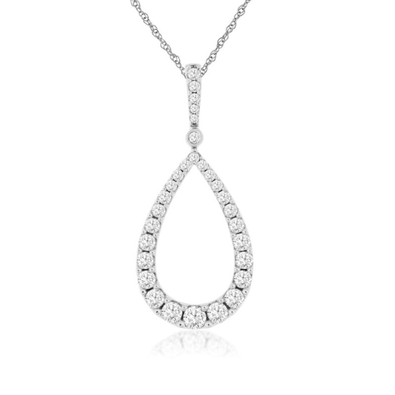 Diamond Graduated Pear Pendant Necklace