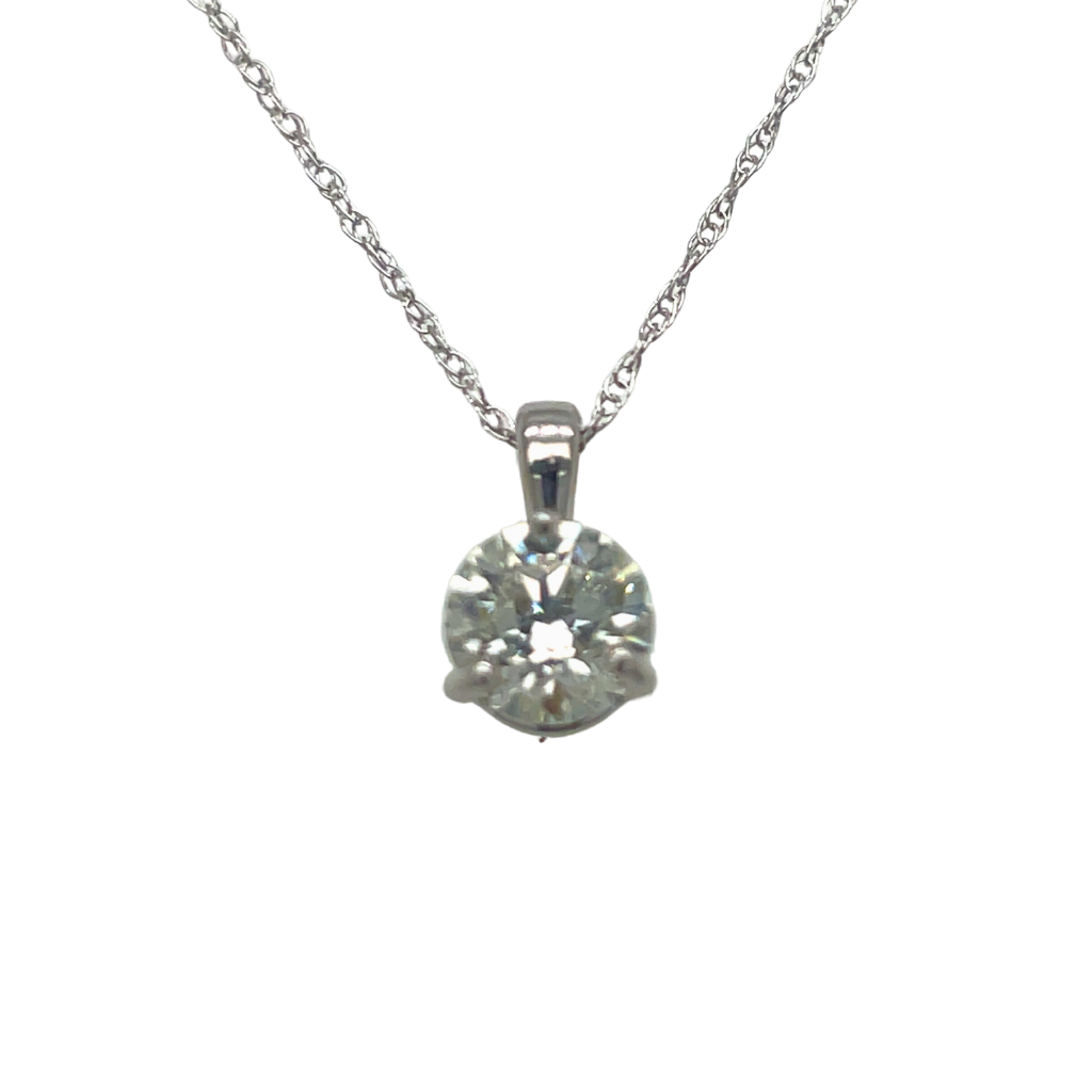 14KW .63CT Round J SI Solitare Pendant on a 14KW Chain