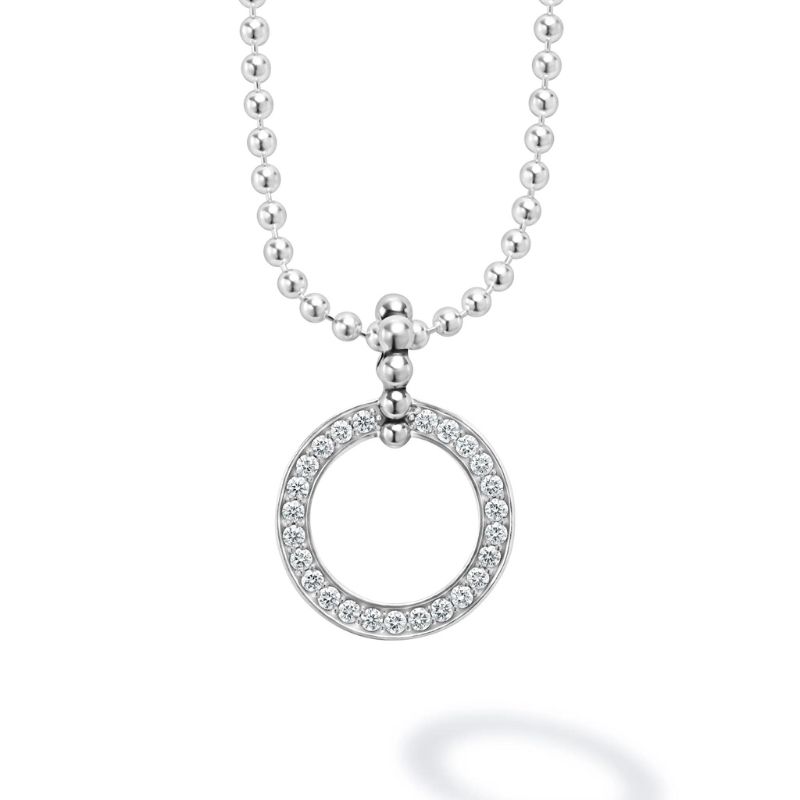 LAGOS Caviar Spark Circle Diamond Pendant Necklace