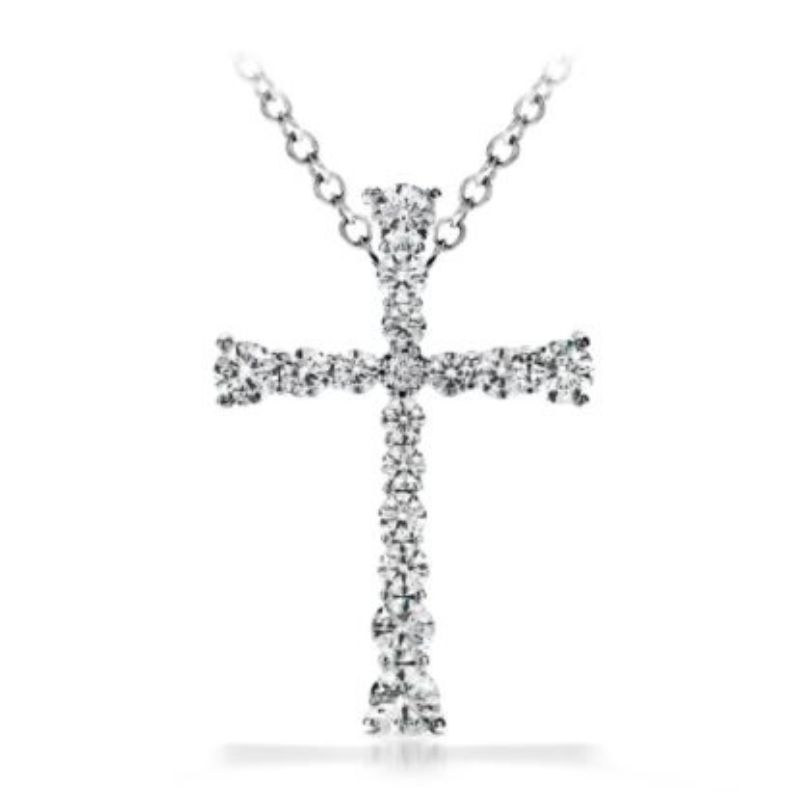 18 18KW Divine Journey Cross Pendant Necklace .87ctw G-H VS-SI