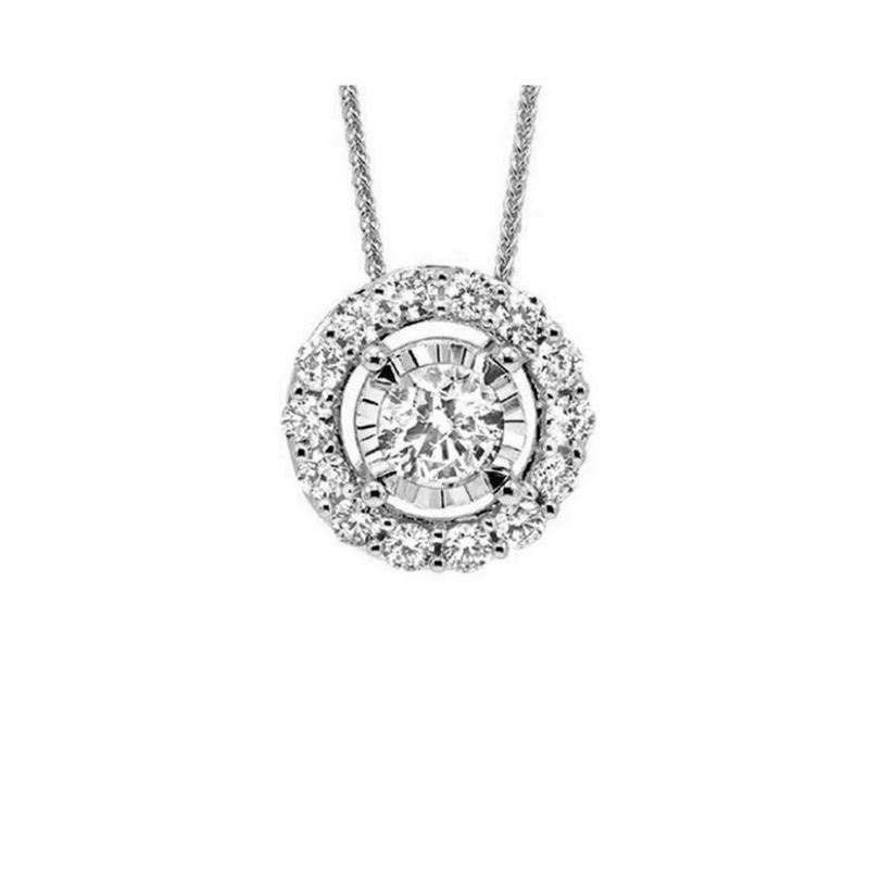 Tru Reflection Diamond Halo Pendant Necklace