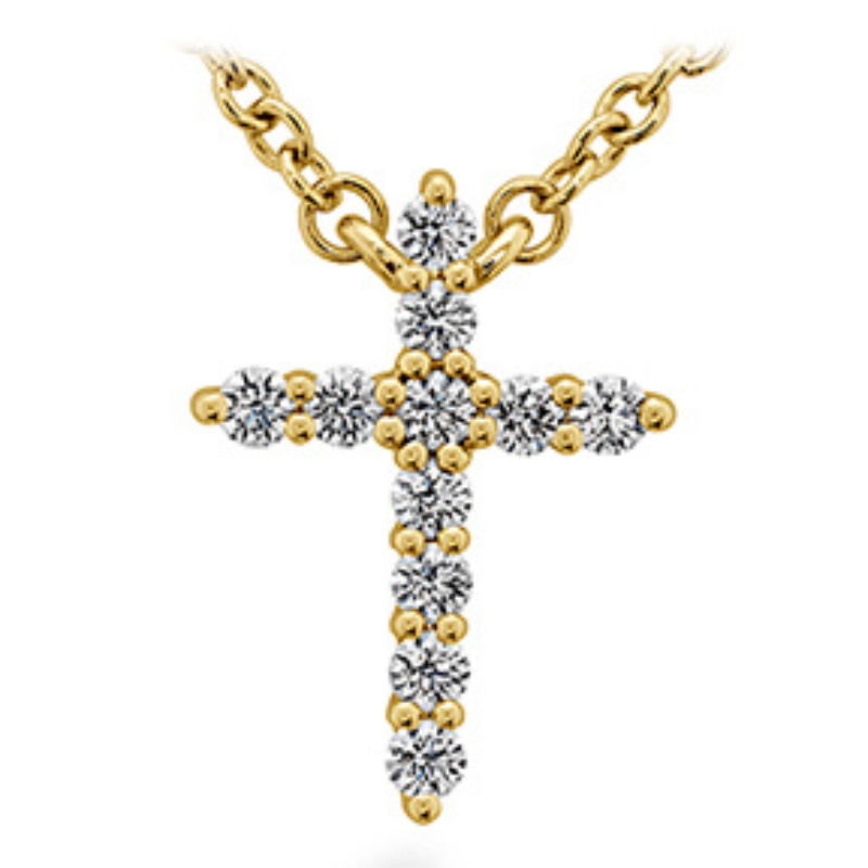 18 18KY Signature Cross Pendant - Small .11ctw G-H VS-SI