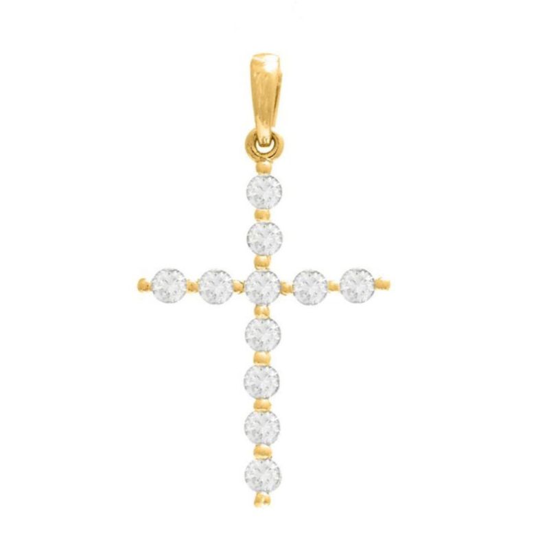 Shared Prong Diamond Cross Pendant