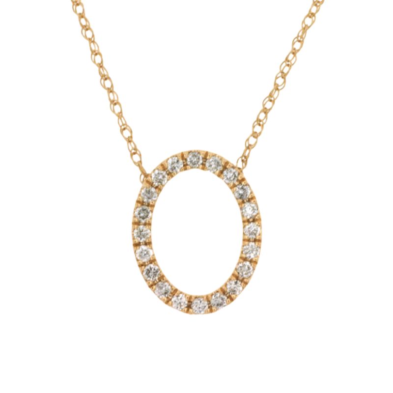Vertical Oval Diamond Pendant Necklace