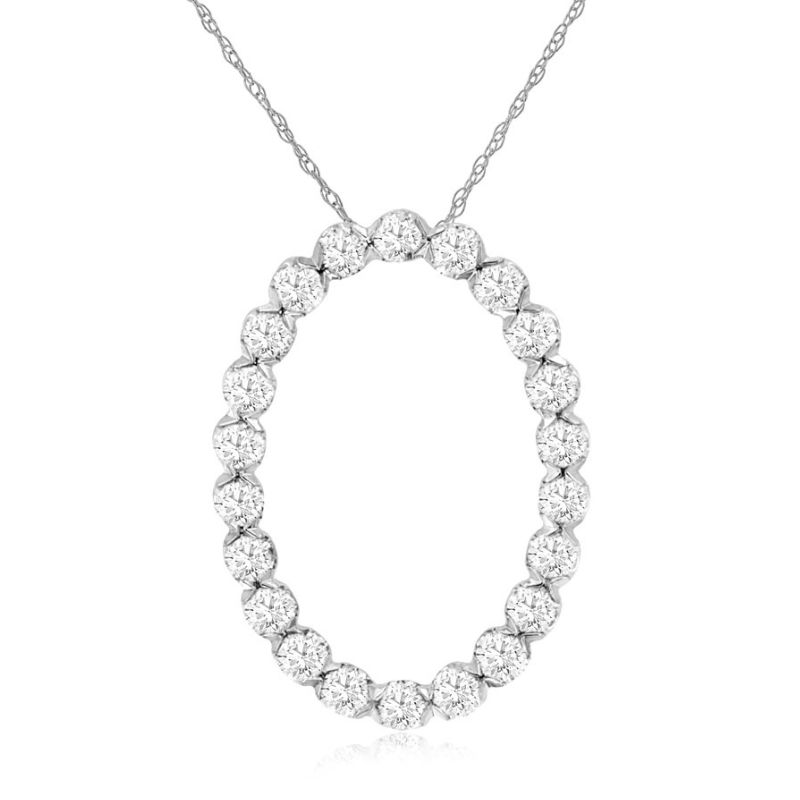 Vertical Oval Diamond Pendant