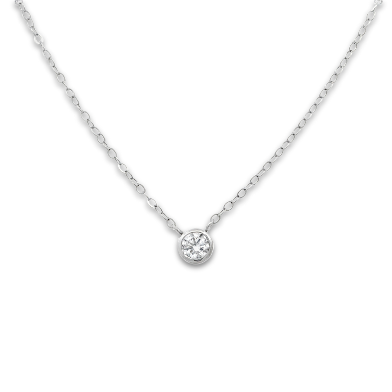 16 14KW .30ct Round E VVS1 Diamond Bezel Set Solitare GIA CERT