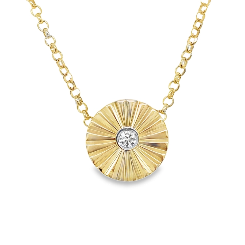 Diamond Starburst Disc Pendant Necklace