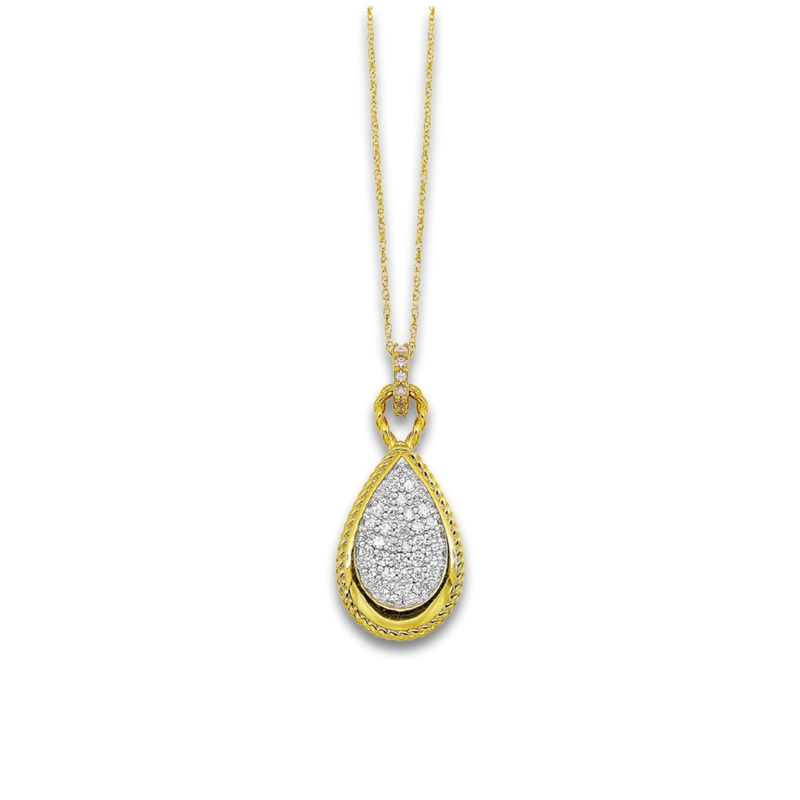 Pear Shape Diamond Cluster Pendant Necklace