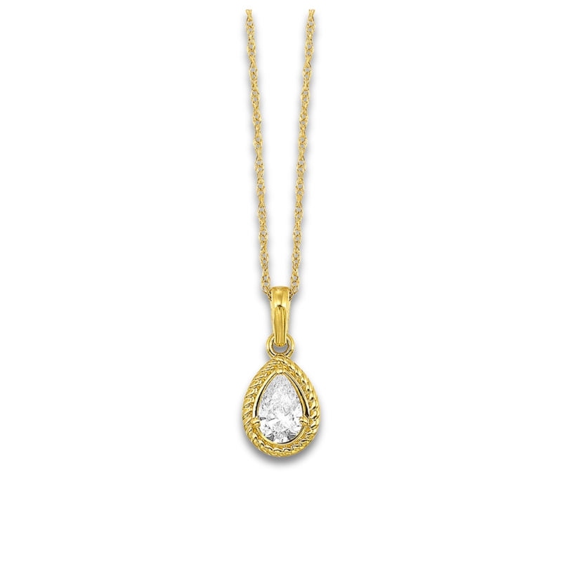 Rope Border Diamond Pendant Necklace
