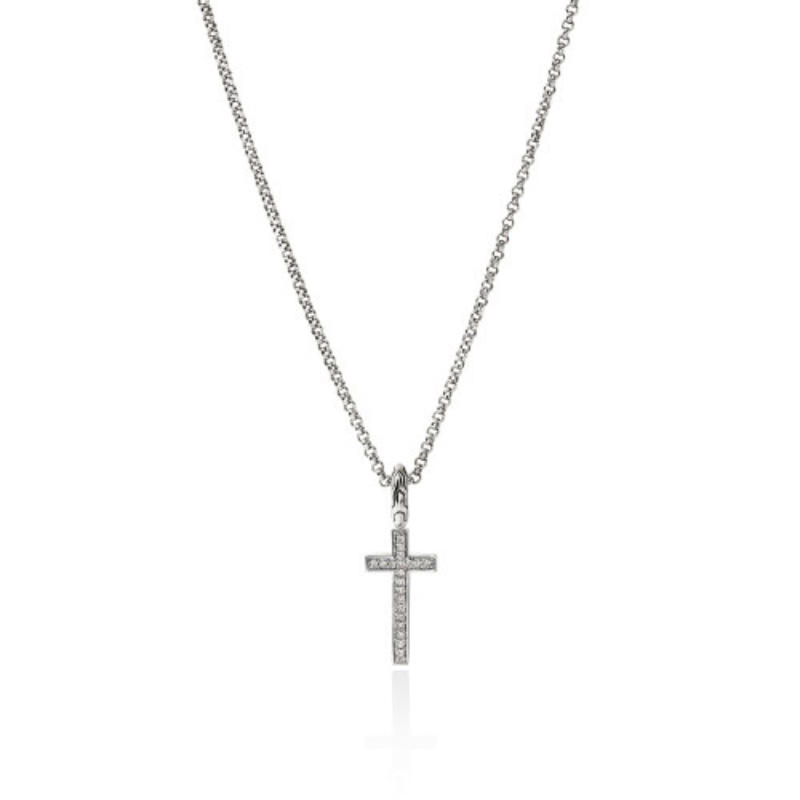 16-18 SS JH Essentials Spiritual Diamond Pavé .08ctw Cross Pendant