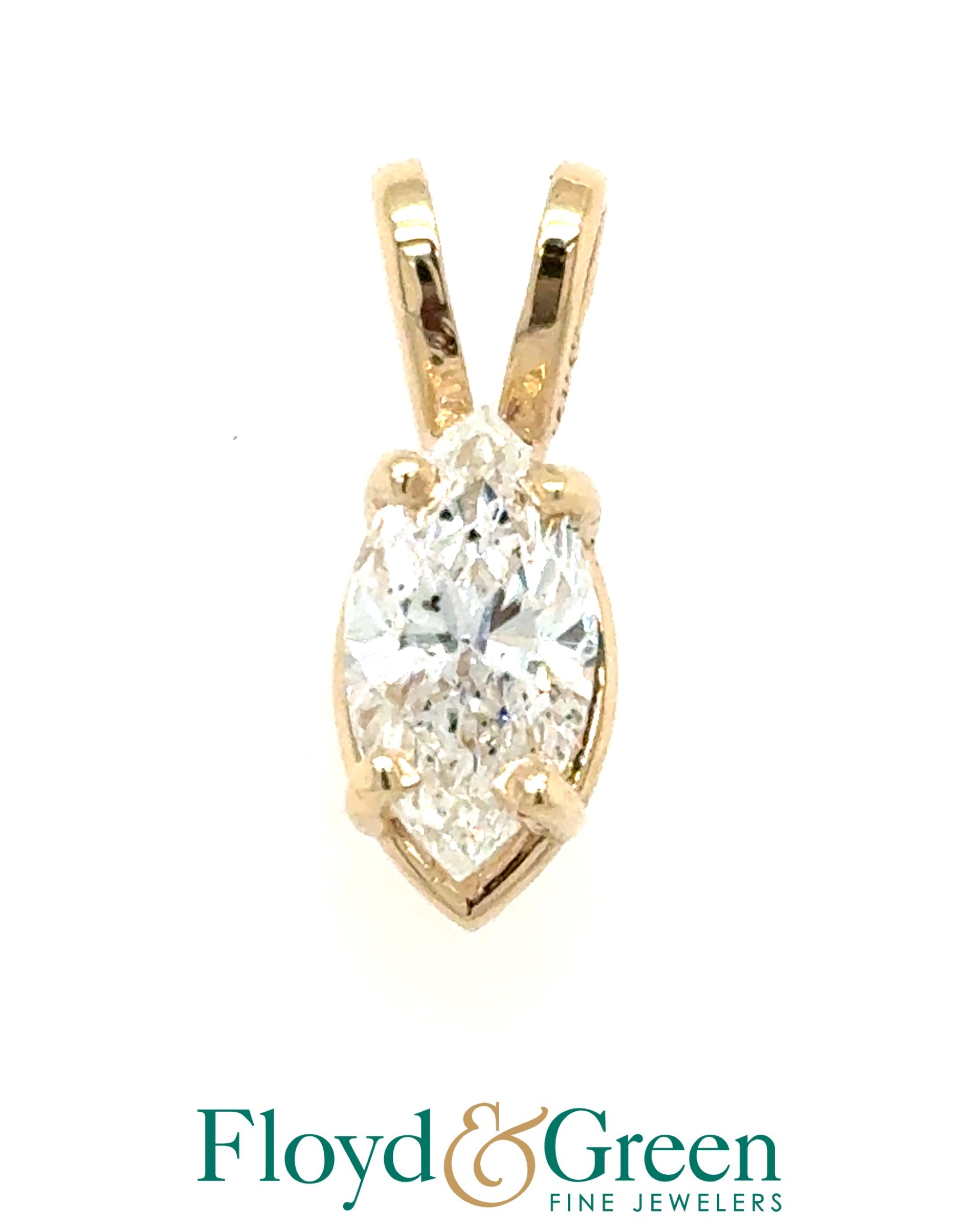 14KY Diamond Solitaire Pendant, Marquise, 0.63ct, J SI2