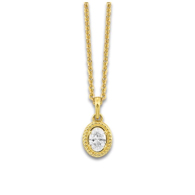 Rope Border Diamond Pendant Necklace
