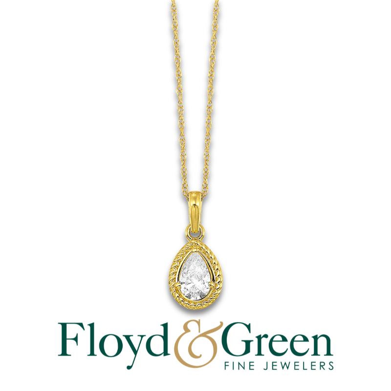 Rope Border Diamond Pendant Necklace