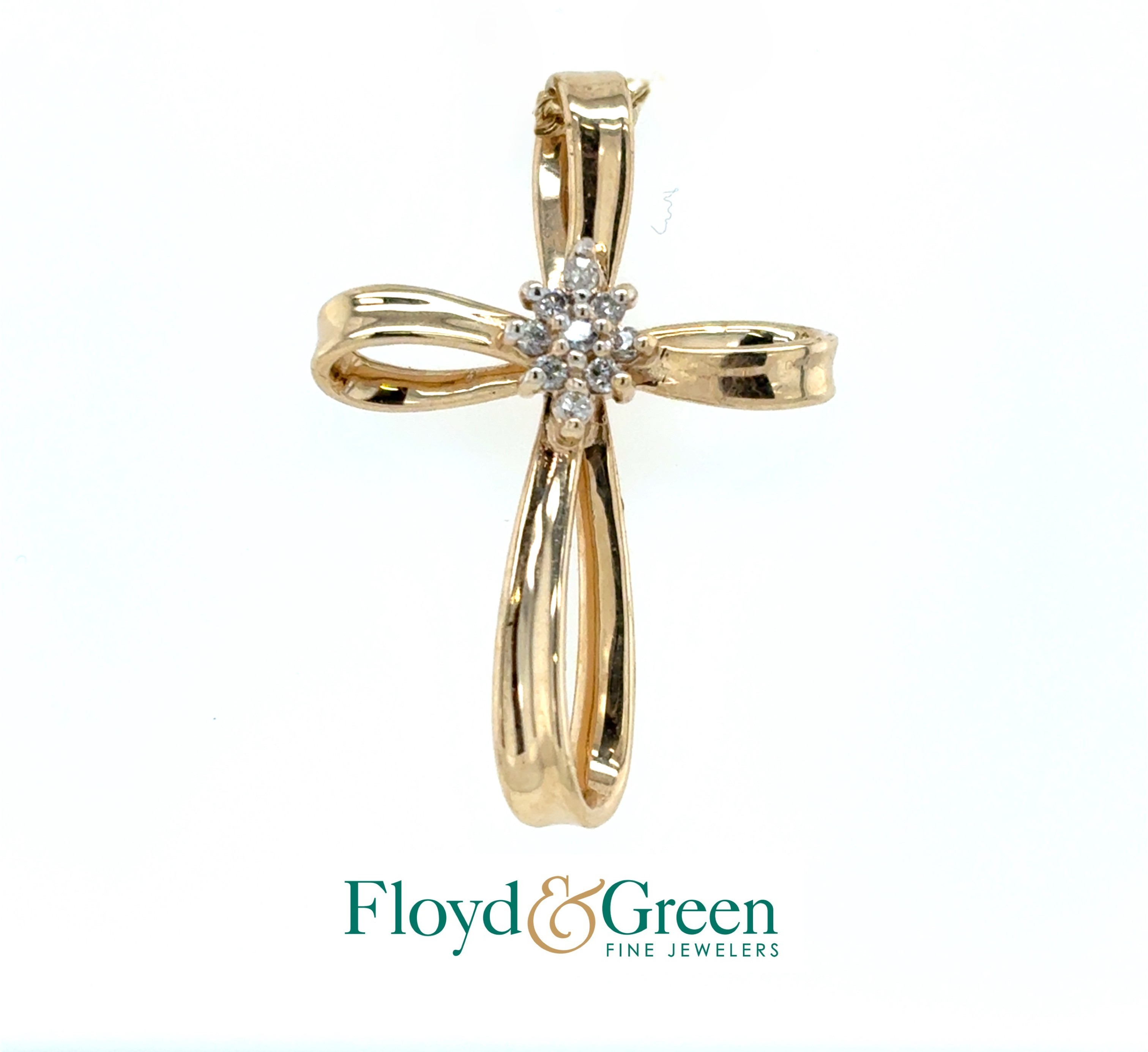 14KY Diamond Cross Pendant, 9 Round, 0.07ct, J I1
