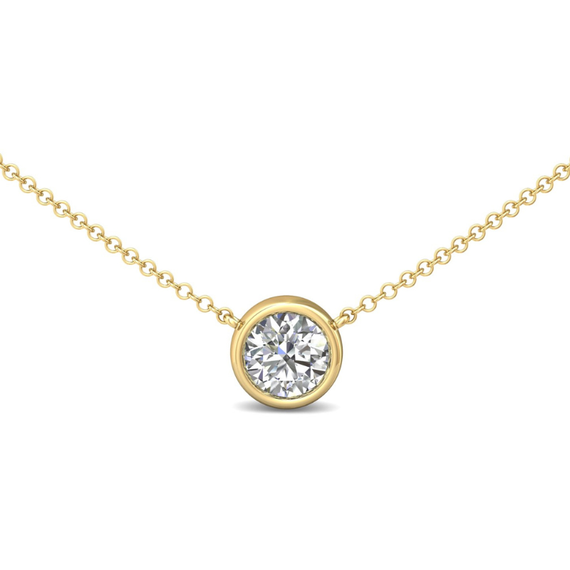 14KY Diamond .70CT L VS2 Solitaire Pendant Necklace