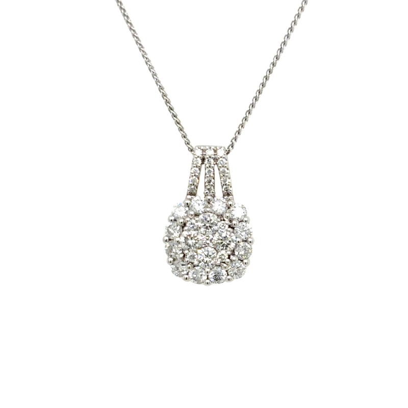 14K White Gold Diamond Cluster Pendant