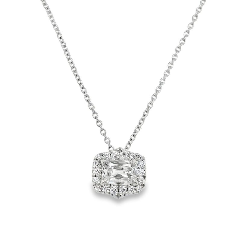 HENRI DAUSSI Cushion Diamond Pendant Necklace