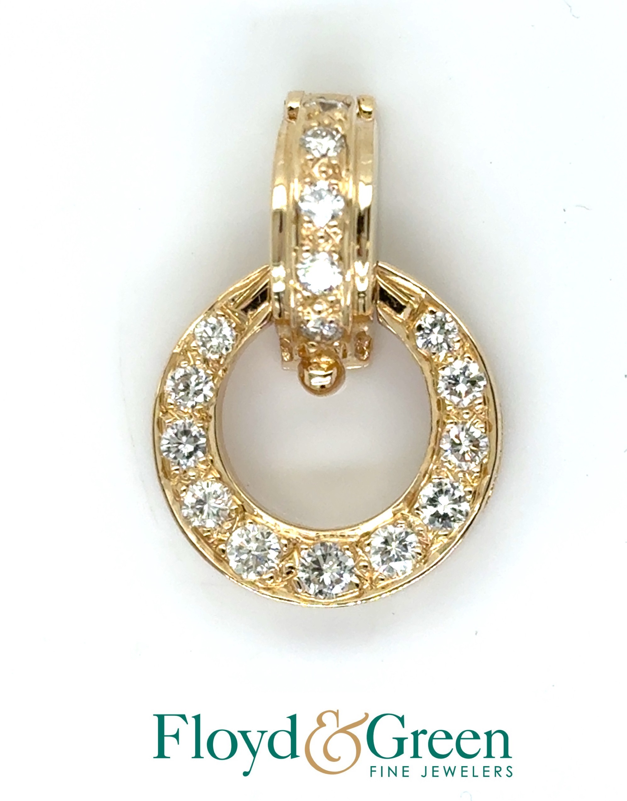 14KY Diamond Circle Pendant, 16 Round Brilliant-cut, 0.51ct, H VS1-VS2