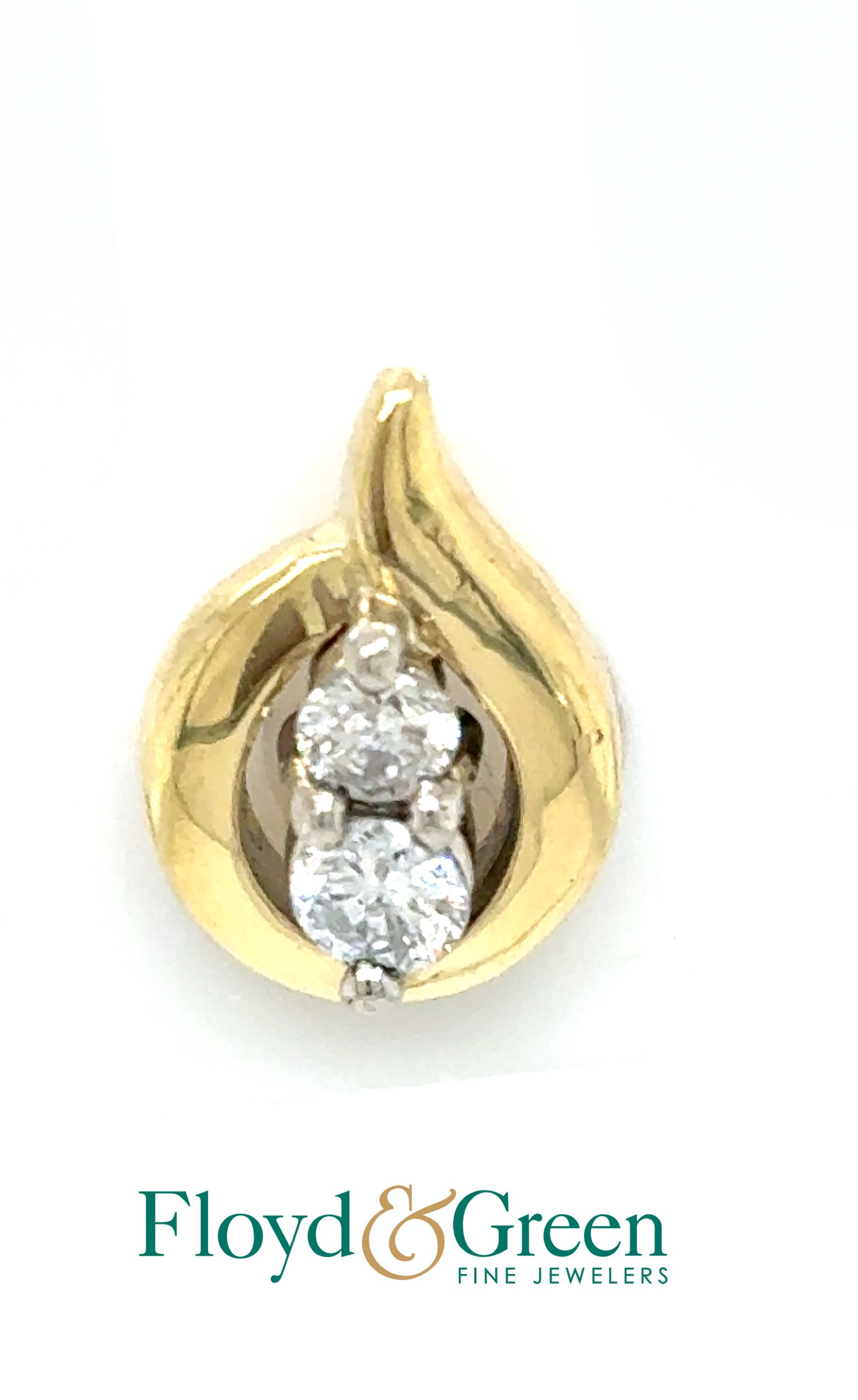 14K Two-Tone Diamond Pendant, 2 Round, 0.16ct, H VS2