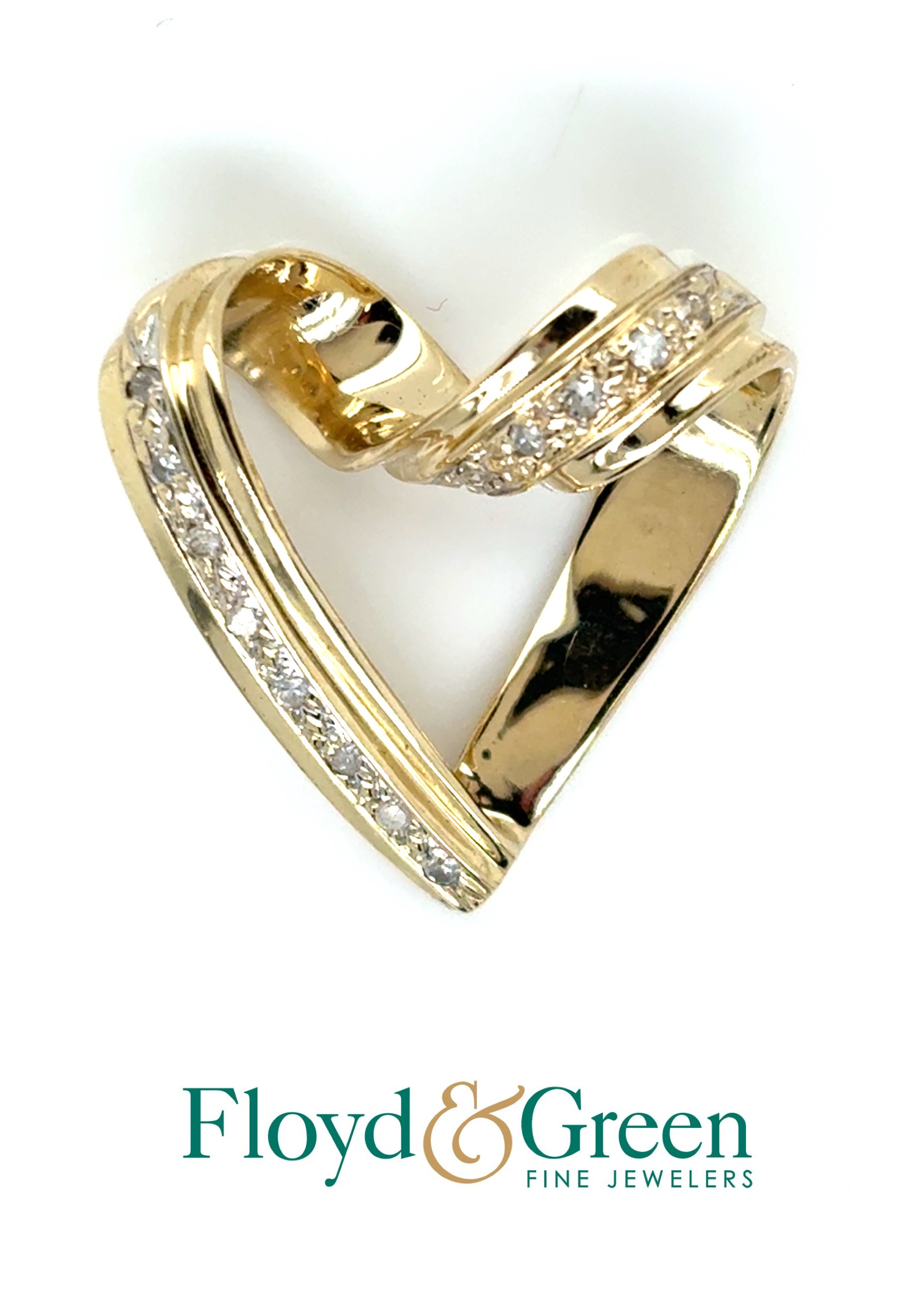 10K Two-Tone Diamond Heart Slider, 13 Single-cut, 0.09ct, H-I I1