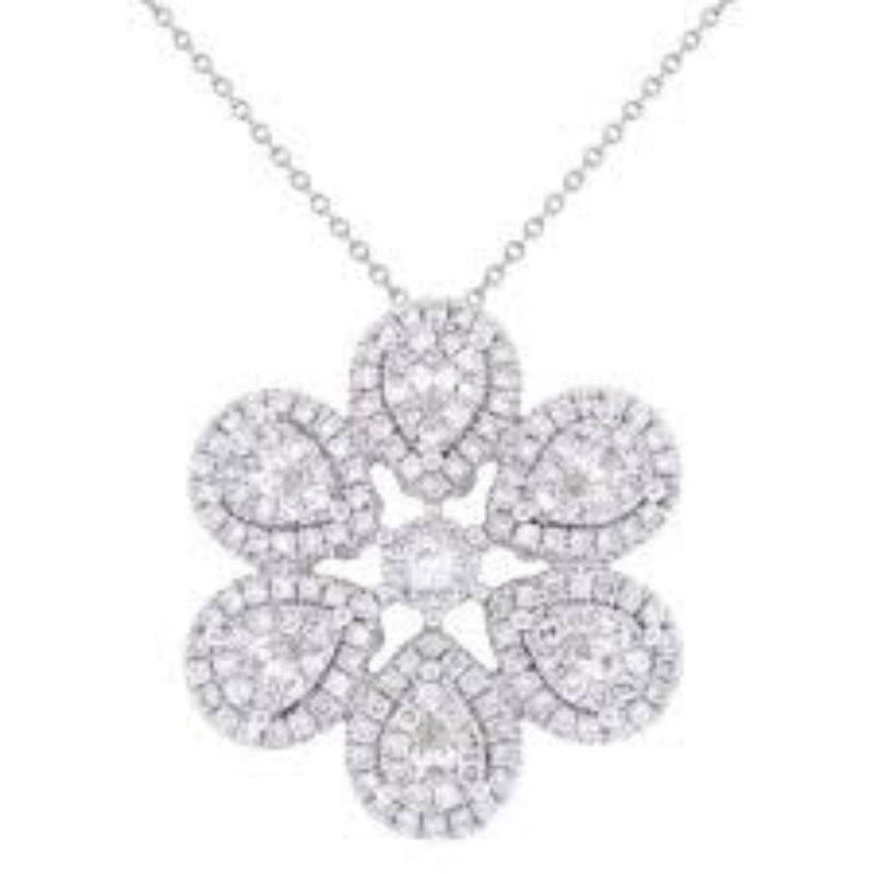 MARTIN FLYER Diamond Flower Pendant Necklace