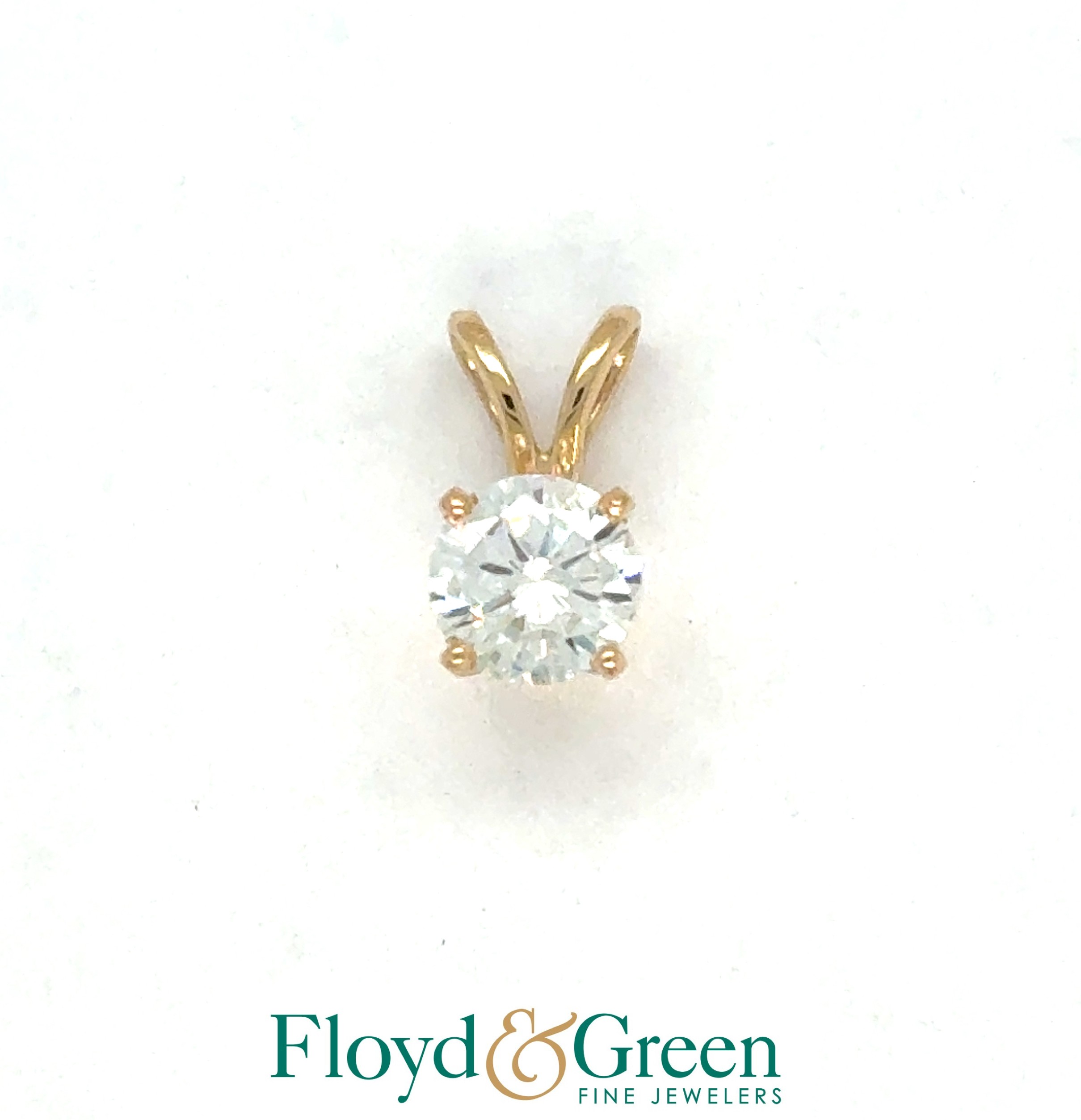 14KY Diamond Solitaire Pendant, Round, 0.38ct, J SI1, 0.42g
