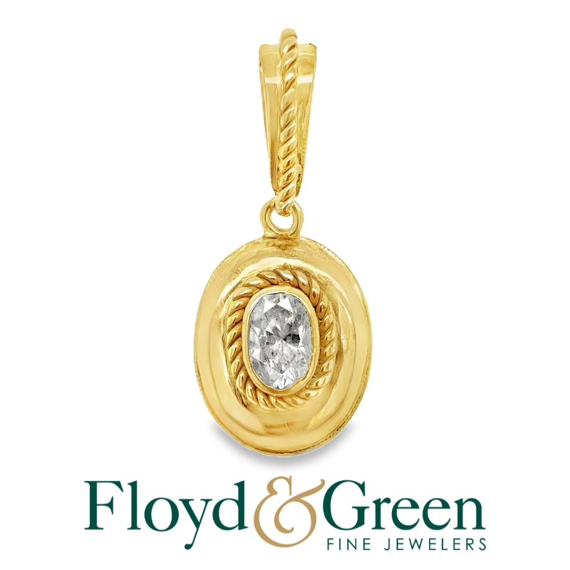 14KY Diamond Pendant, Oval, 0.93ct, J I1