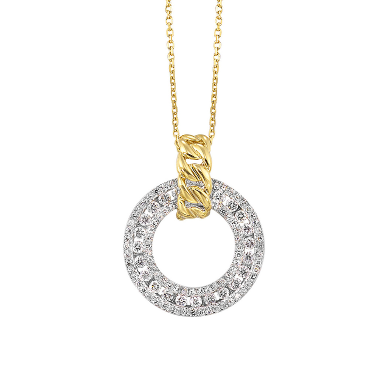 Diamond Circle Drop Pendant Necklace
