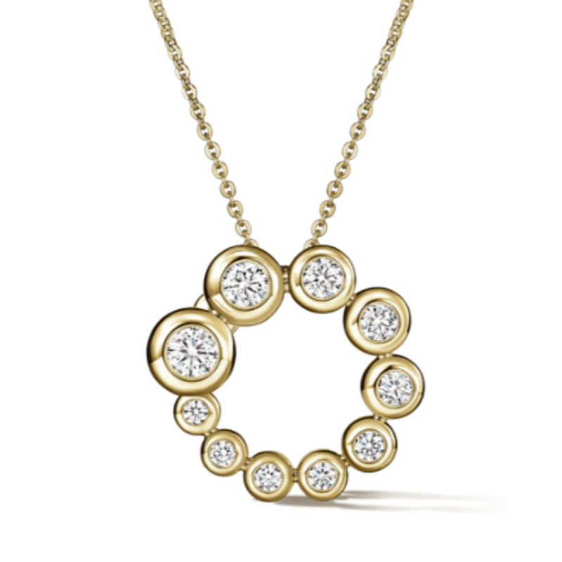 18 18KY Dream Circle Pendant Necklace 0.78ctw G/H VS
