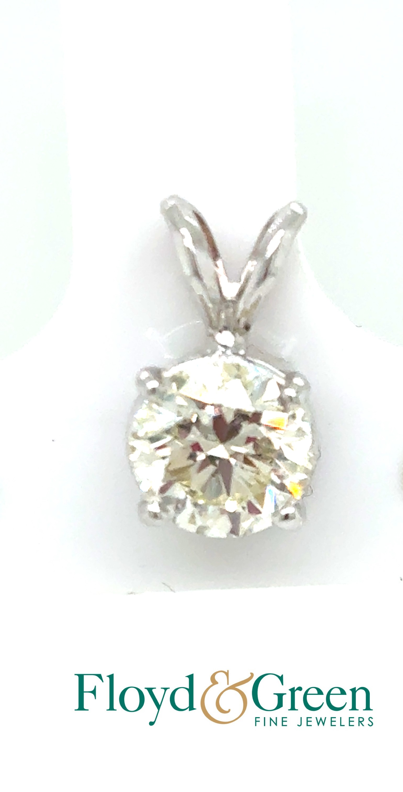 14KW 4 Prong Diamond Pendant, Round, 0.96ct, K I1