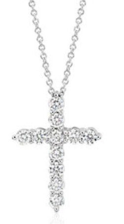 S/O-18K White Gold Cross Pendant 1.85 Cts.