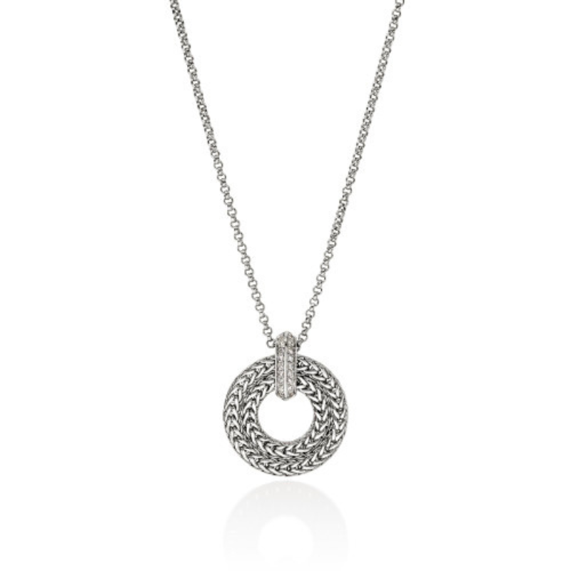 JOHN HARDY Icon Link Diamond Pave Round Pendant Necklace