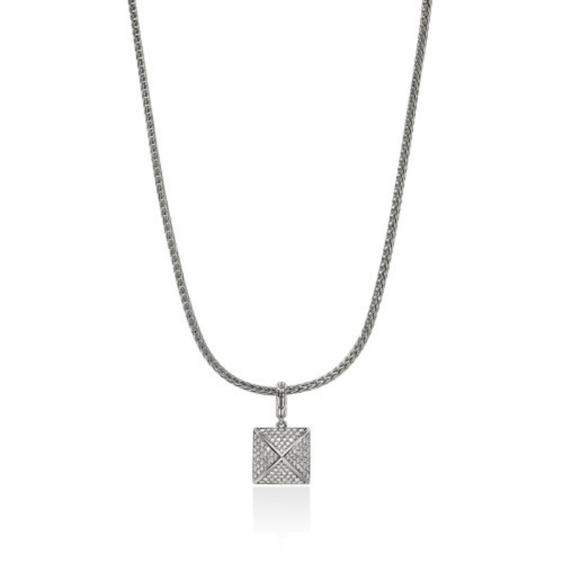 16-18 SS Icon Stud Diamond Pendant Necklace .42ctw Adjustable