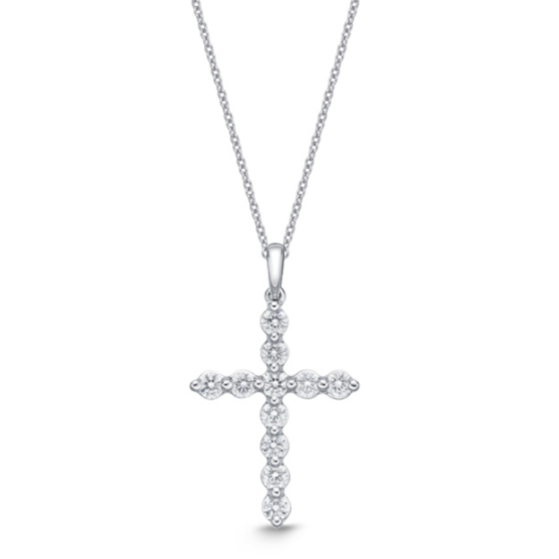18 18KW 0.59ctw G-H/SI diamond cross pendant