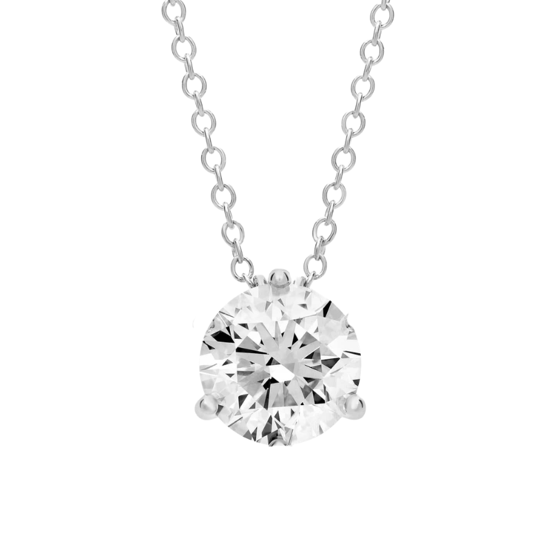 18 14KW 2ct F/VS1 IGI Cert  Round Lab Grown Solitaire Diamond Pendant