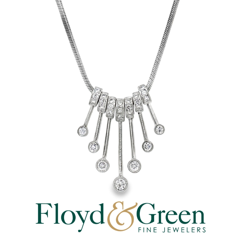 16 14/18KW sliding diamond 0.5ctw stick necklace