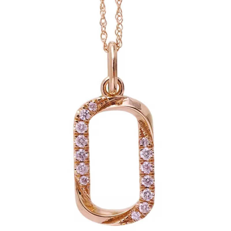 10Kt Gold Diamond Twist Paperclip Link Pendant