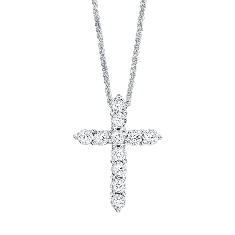Silver Diamond Cross Pendant