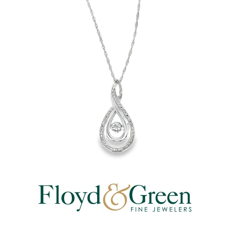 Sterling Silver Diamond Pendant, Single-cut, H VS1, on Sterling Silver Chain, 18 Inch, 3.2g