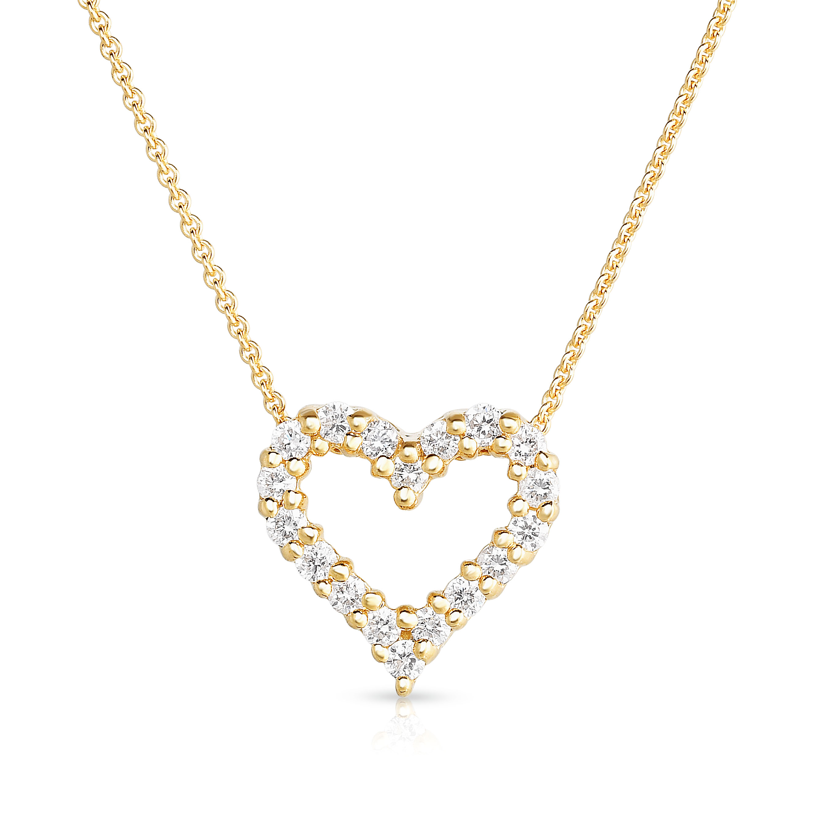 14K Yellow Gold Diamond Open Heart Pendant